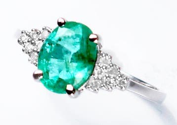 Sans prix de réserve - Bague - 14 carats Or blanc Émeraude -, Bijoux, Sacs & Beauté
