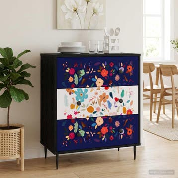 vidaXL Ladekast MAINZ Bloemenprint 66 x 36,5 x 76 cm Bewerkt, Verzenden