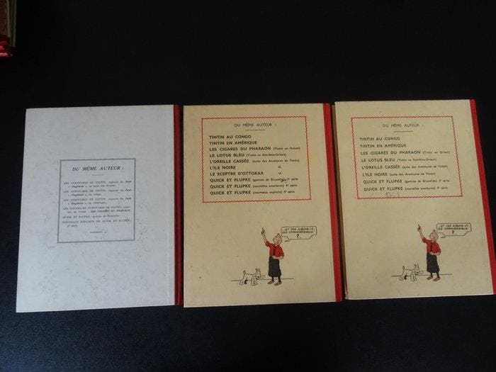 Tintin - 3 x Fac-similés Noir et Blanc - 3 Album - Herdruk -, Boeken, Stripverhalen
