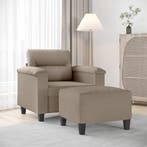 vidaXL Fauteuil met voetenbank 60 cm microvezelstof taupe, Verzenden, Nieuw