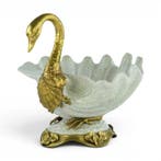 Tafelmiddenstuk - Brons, Porselein - Graceful Swan Bowl
