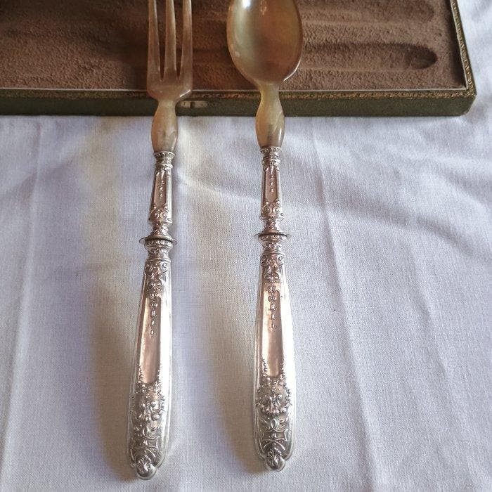 Groente serveerlepel (2) - .950 zilver - Bedieningskosten, Antiquités & Art, Antiquités | Argent & Or