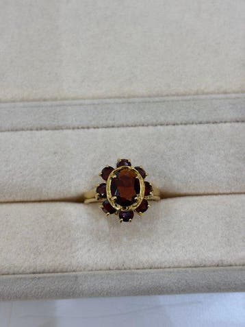 Bague - 18 carats Or jaune - Grenat