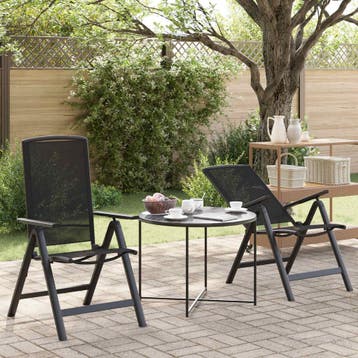 vidaXL Ligstoelen voor Tuin 2 st Zwart Textileen, Verzenden, Nieuw