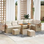 vidaXL Tuinbank Set met kussen 11 pcs Beige en Crème poly, Verzenden, Nieuw