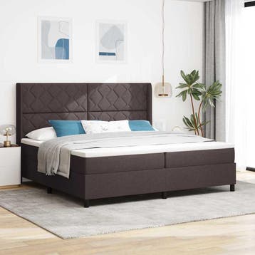 vidaXL LED Box Spring Bed met hoofdeinde Donkerbruin 200 x, Huis en Inrichting, Slaapkamer | Bedden, Verzenden, Nieuw