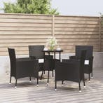 vidaXL 5-delige Bistroset met kussens poly rattan zwart, Verzenden, Nieuw