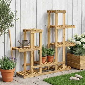 vidaXL Plantenstand Wit 118 x 25 x 96,5 cm Massief Acacia, Verzenden, Nieuw