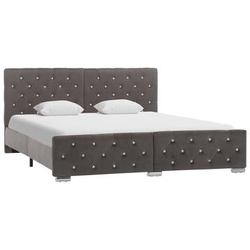 vidaXL Bedframe fluweel grijs 160x200 cm, Verzenden