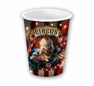 Halloween Bekers Clown 240ml 6st, Verzenden, Nieuw