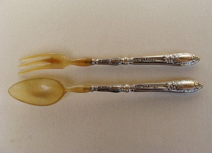 Elegant French Art Nouveau - Couverts de service à salade -, Antiquités & Art, Antiquités | Argent & Or