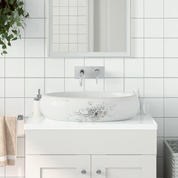 vidaXL Opzetwasbak ovaal 59x40x15 cm keramiek wit, Verzenden, Nieuw