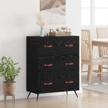 vidaXL Ladekast Zwarte Eik 69,5 x 34 x 90 cm Geconstrueerd, Verzenden, Nieuw