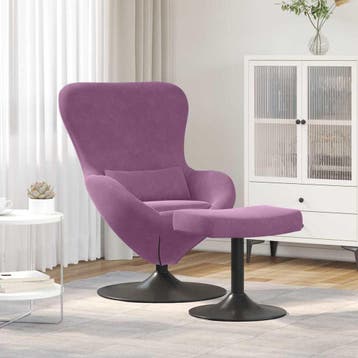 vidaXL Ei Stoel met Voetensteun Paars Fluweel, Huis en Inrichting, Fauteuils, Verzenden, Nieuw