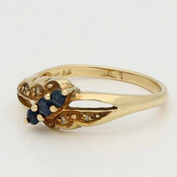 Ring - 18 karaat Geel goud Saffier - Diamant/Natuurlijk