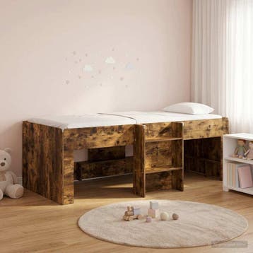 vidaXL Kinderhoogslaper Gerookt eiken 80 x 200 cm Bewerkt, Verzenden