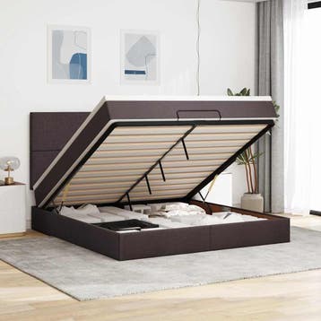vidaXL Ottoman bed met matras 180x200cm stof donkerbruin, Verzenden