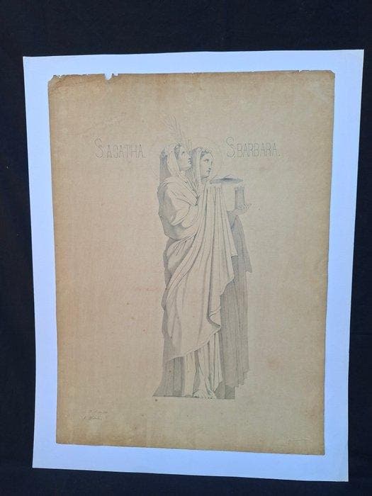 Victor Wehrle Anfruns (XIX) - Santa Barbara and Santa Agatha, Antiek en Kunst, Kunst | Schilderijen | Klassiek