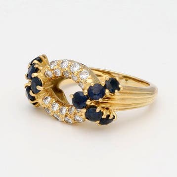 Bague - 18 carats Or jaune - Diamant - Saffier, Bijoux, Sacs & Beauté, Bagues