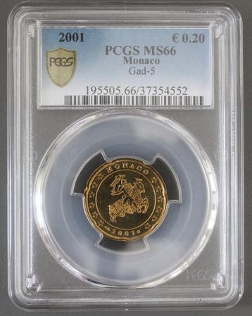20 Cents Monaco Km 171 20 Cent 2001 Ritter Grimaldi Pcgs..., Verzenden, België