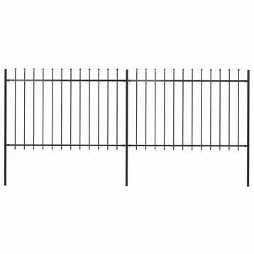 vidaXL Tuinhek met speerpunt staal 337x120 cm zwart, Verzenden, Nieuw