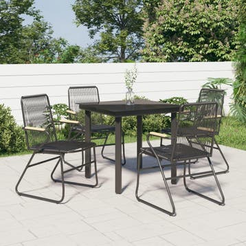 vidaXL 5-delige Tuinset PVC-rattan zwart, Tuin en Terras, Verzenden, Nieuw, Tuinset