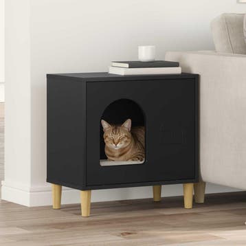 vidaXL Kattenhuis Zwart 51 x 30 x 52 cm Bewerkt hout, Verzenden, Nieuw