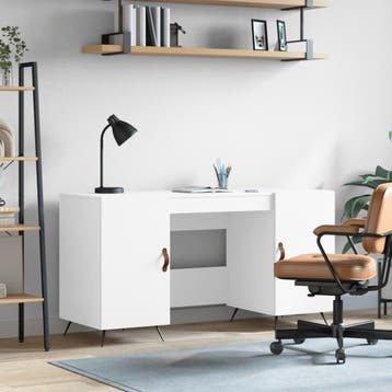 vidaXL Bureau 140x50x75 cm bewerkt hout wit, Verzenden