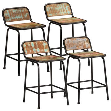 vidaXL Barkrukken 4 st 46x35,5x70 cm massief gerecycled hout, Verzenden