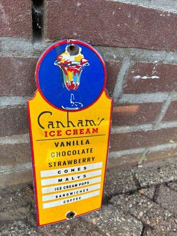 Vintage Cankham’s Ice Cream Emaille Reclamebord – Amerikaans