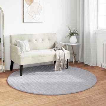 vidaXL Vloerkleden Rond SIROLO Grijs Ø 200 CM Polyester, Huis en Inrichting, Verzenden, Nieuw