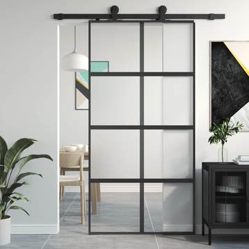 vidaXL Schuifdeur 102,5x205 cm gehard glas en aluminium, Doe-het-zelf en Bouw, Verzenden, Nieuw