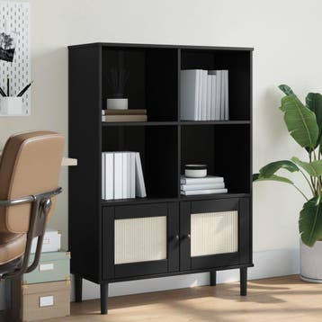 vidaXL Boekenkast SENJA rattan-look 90x35x130 cm grenenhout, Verzenden, Nieuw