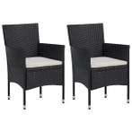 2x Poly Rattan Stoelen Zwart | Retour Deal 42% Korting, Tuin en Terras, Tuinstoelen, Verzenden, Nieuw, Rotan