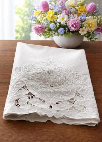 Asciugamani puro lino ricamati - Serviette (2) - 120 cm - 60, Antiquités & Art, Tapis & Textile