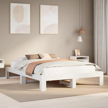 vidaXL Bedframe zonder matras massief grenenhout wit 140x200, Verzenden, Nieuw