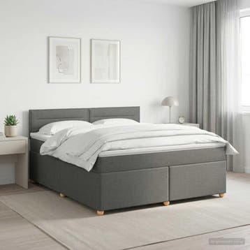 vidaXL Boxspringbed met matras Donkergrijs 160 x 200 cm Stof, Verzenden, Nieuw