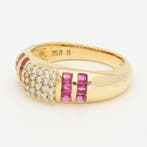 Bague - 18 carats Or jaune Diamant (Naturelle) - Robijn, Bijoux, Sacs & Beauté, Bagues