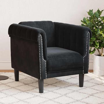 Fauteuil fluweel zwart | Tweede kansje | OP = OP, Verzenden, 75 tot 100 cm, Zo goed als nieuw, 75 tot 100 cm