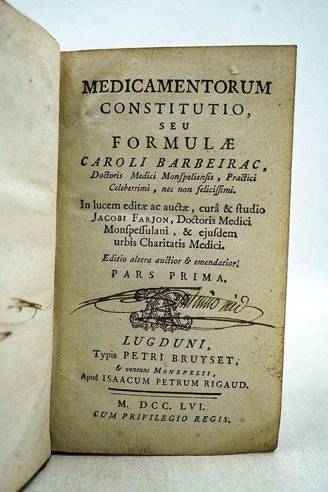 Charles de Barbeyrac - Medicamentorum Constitutio, seu, Antiquités & Art, Antiquités | Livres & Manuscrits