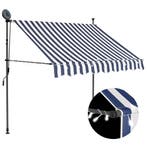 vidaXL Luifel handmatig uitschuifbaar met LED 150 cm blauw, Verzenden