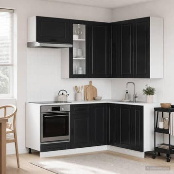 vidaXL Keukenblok PORTO 8 st Zwart Bewerkt hout, Verzenden, Nieuw