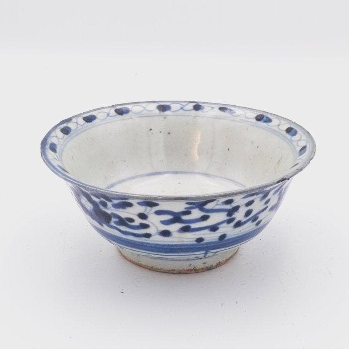 Ming-dynastie Blauw-wit porselein Schaal met beschilderde, Antiquités & Art, Antiquités | Autres Antiquités