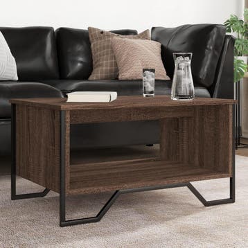 vidaXL Salontafel 75x51x40 cm bewerkt hout bruin eikenkleur, Verzenden, Nieuw