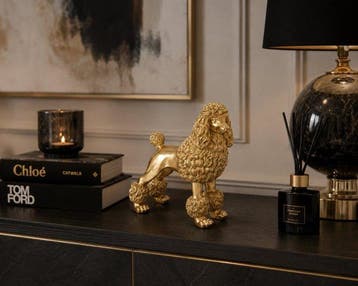 Beeld, Poodle Dog - Luxury Gold - 26 cm - Hars