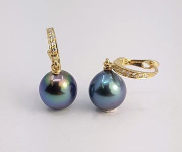 Oorbellen - 14 karaat Geel goud - 0.09ct. tw. - 9×10 mm, Nieuw
