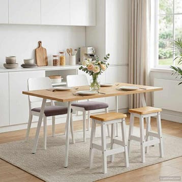 vidaXL Hoge Barkruk EKAI 2 st Wit 40 x 29 x 63 cm Massief, Maison & Meubles, Verzenden