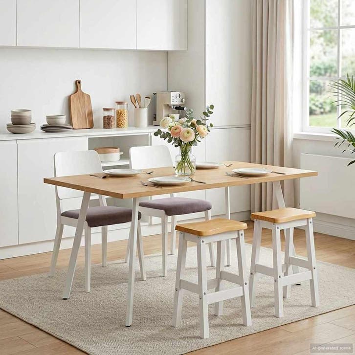 vidaXL Hoge Barkruk EKAI 2 st Wit 40 x 29 x 63 cm Massief, Maison & Meubles, Tabourets de bar, Envoi