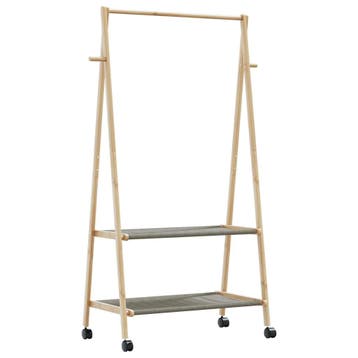 vidaXL Kledingrek met schappen en wielen 96x45,5x155,5 cm, Verzenden