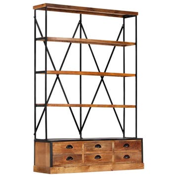 vidaXL Boekenkast 4-laags met 6 lades 122x36x181 cm massief, Verzenden, Nieuw